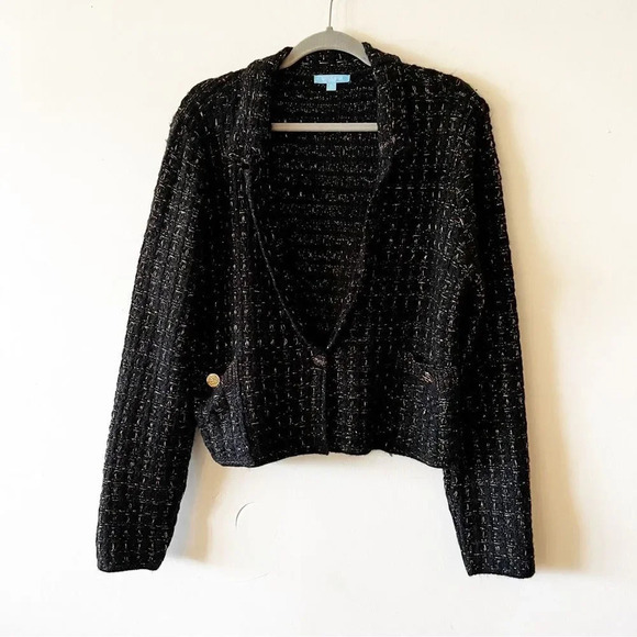 Draper James RSVP Black Gold Metallic Boucle Sweater Blazer Size XL Southern Mom - Picture 9 of 9